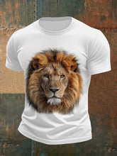 Herren-T-Shirts mit Fun-Print für Löwen gesicht